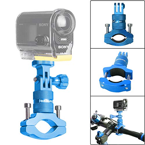 8in1 Aluminum Alloy 360Â° Roatary Action Camera Bike Motorcycle Handlebar Clamp Mount Kit Motion Sports Camcorder BMX Bicycle Seatpost Pole Holder Compatible with GoPro Sony Akaso-Blue