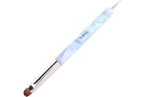 MOND'SUB French Manicure Brush - Two Way Nail Art Brush with Dotting Tool for Cuticle Clean Up & Nail Art Design - Professional Salon Quality, Blue (10#)