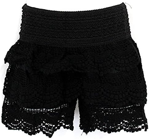 Girls' Crochet Lace Layered Shorts Small/Medium Black