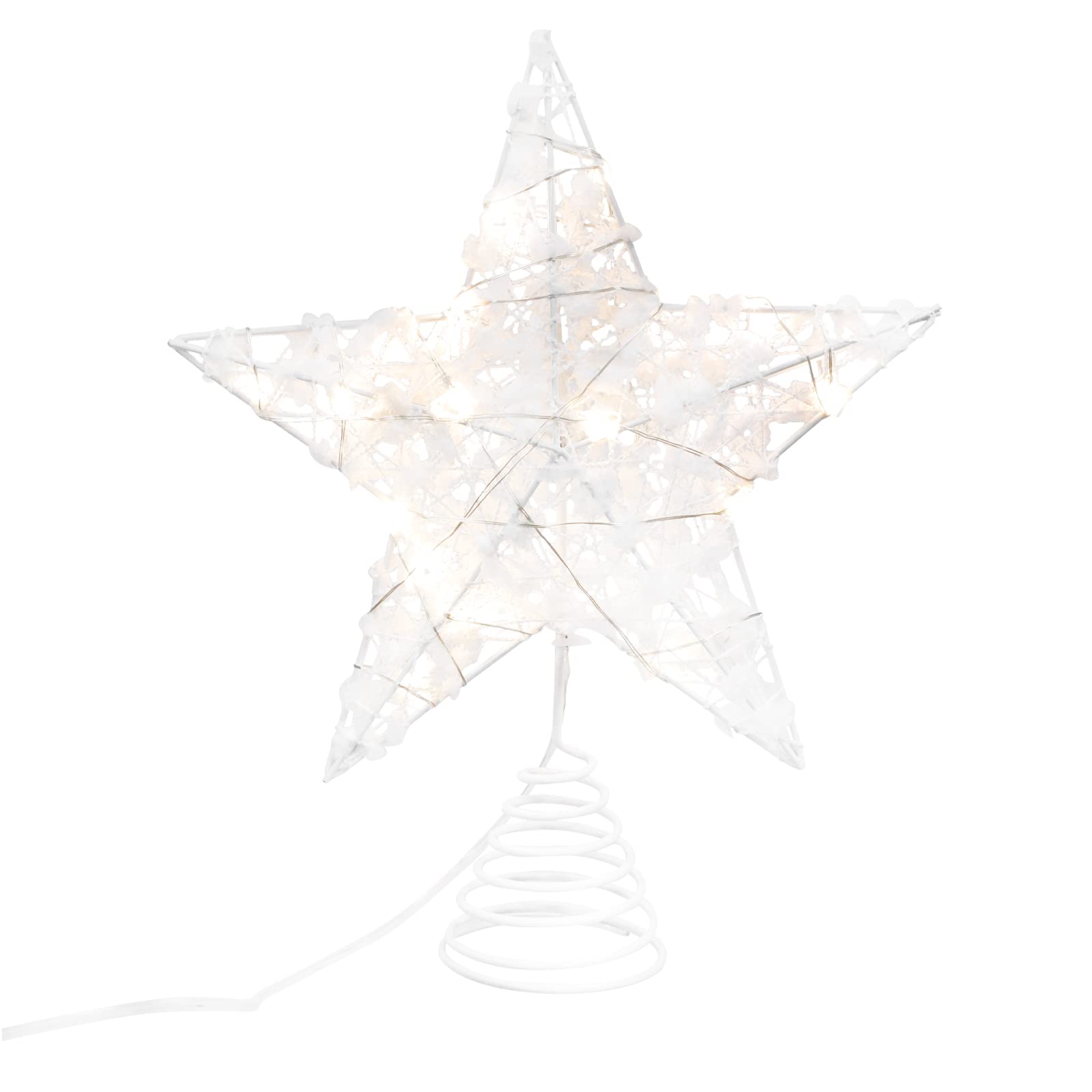 Amosfun Light up Christmas Tree Star LED Star Tree Topper Sparkling Treetop for Holiday Xmas Seasonal Party Decoration, 20x25cm, White