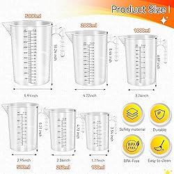 Xuhal 6 Pieces Plastic Measuring Pitcher Measuring