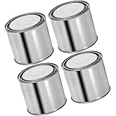 NUOBESTY 4pcs 500ml Empty Metal Paint Cans Lids Airtight Round Sealed Paint Buckets for Storage and Mixing for Diy and Preser