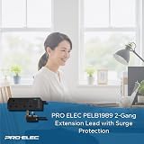 PRO ELEC PELB1989 2-Gang Extension Lead Surge Protection 1m Black view 4