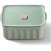 BUYDEEM Ceramic Food Storage Container with Airtight Lid, 28 oz Bento Lunch with Airlock Lid, Stackable Bento Box Microwaveable, Reusable and Dishwasher Safe, for Office Work and Travel, Cozy Greenish