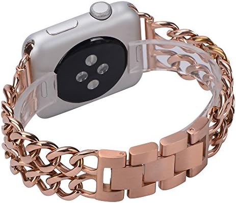 For Apple Watch Bands, WETAL Stainless Steel Watch Bands Adjustable Replacement Strap for Apple Watch Series1 Series 2 Rose Gold 42mm