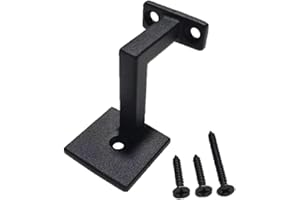 Langdoly Square Handrail Brackets for Staircase Stair Railing Brackets with Screws Textured Black (1, Textured Black)