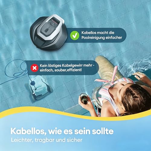 Pooleco 10 Pool Robots (2026 Upgrade), Pool Robot Battery with Dual Motor System, 90 Minutes Running Time for Pools up to 80 m², Automatic Parking, Suitable for Various Pool Types