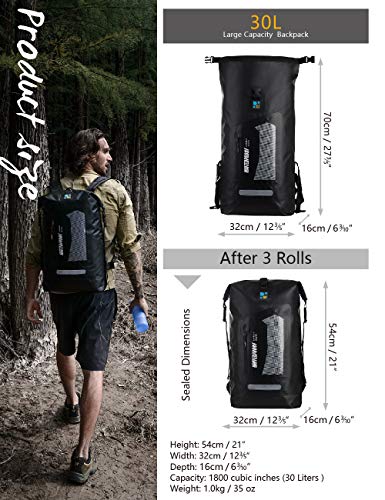 IDRYBAG Waterproof Dry Bag Dry Sack, Lightweight Dry Backpack Water Sport, Hiking Dry Backpack Shoulder Straps 30l - Thumbnail 5