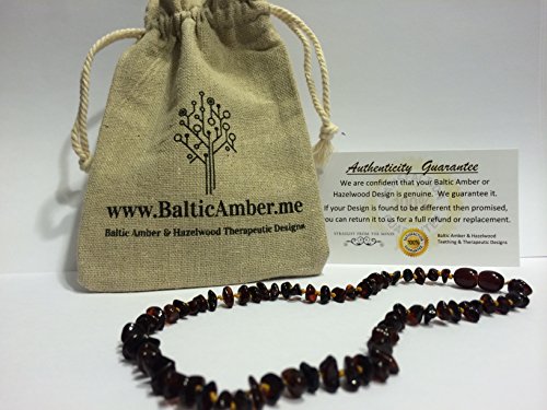 Baltic Amber 13.5 to 14 Inch Cherry Teething Necklace for Babies Toddler Girl Boy Child Big Kid Bub (Unisex) - Anti Flammatory, Drooling & Teething Pain Reduce Properties - Certificated Natural Oval Baltic Jewelry with the Highest Quality Guaranteed. Easy