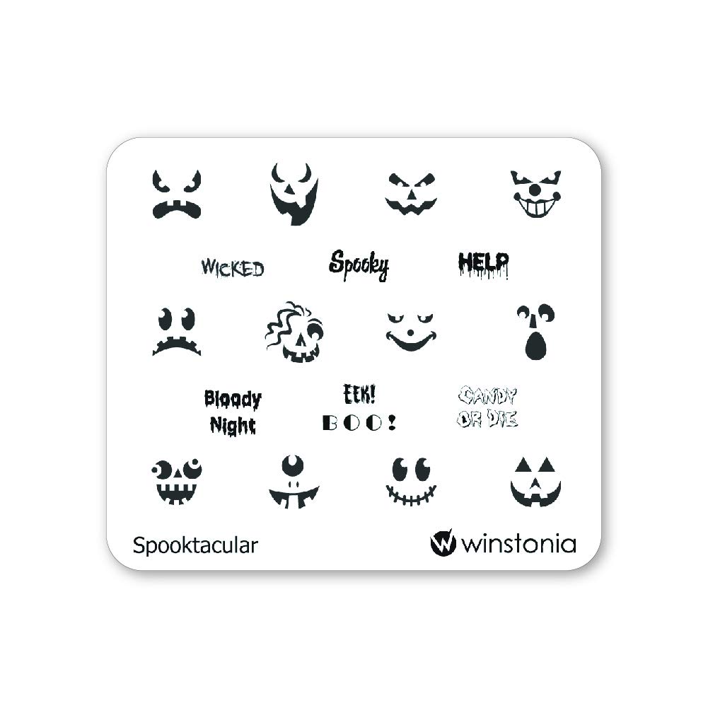 Amazon Com Winstonia Halloween Nail Stamping Plate Fun Jack O Lantern Template Spooky Manicure Art Designs Spooktacular Beauty