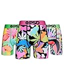 PSD Men's Neon Cannabis 3-Pack Boxer Briefs, Multi, L