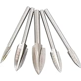 Saipor 5pcs HSS Wood Carving and Engraving Drill Bit Set 1/8"(3mm) Shank for Rotary Tools for DIY Wood Carving Root Carving
