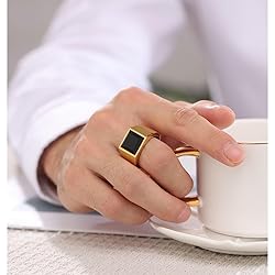 MYNENEY 14K Gold/Silver/Black Plated Square Signet