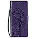 HAOTP Galaxy S9 Wallet Case, Floral Flower Love Tree & Cat Embossed PU Leather Magnetic Flip Shockproof TPU Inner Bumper Card Holders & Hand Strap Wallet Purse Case for Samsung Galaxy S9 Purple