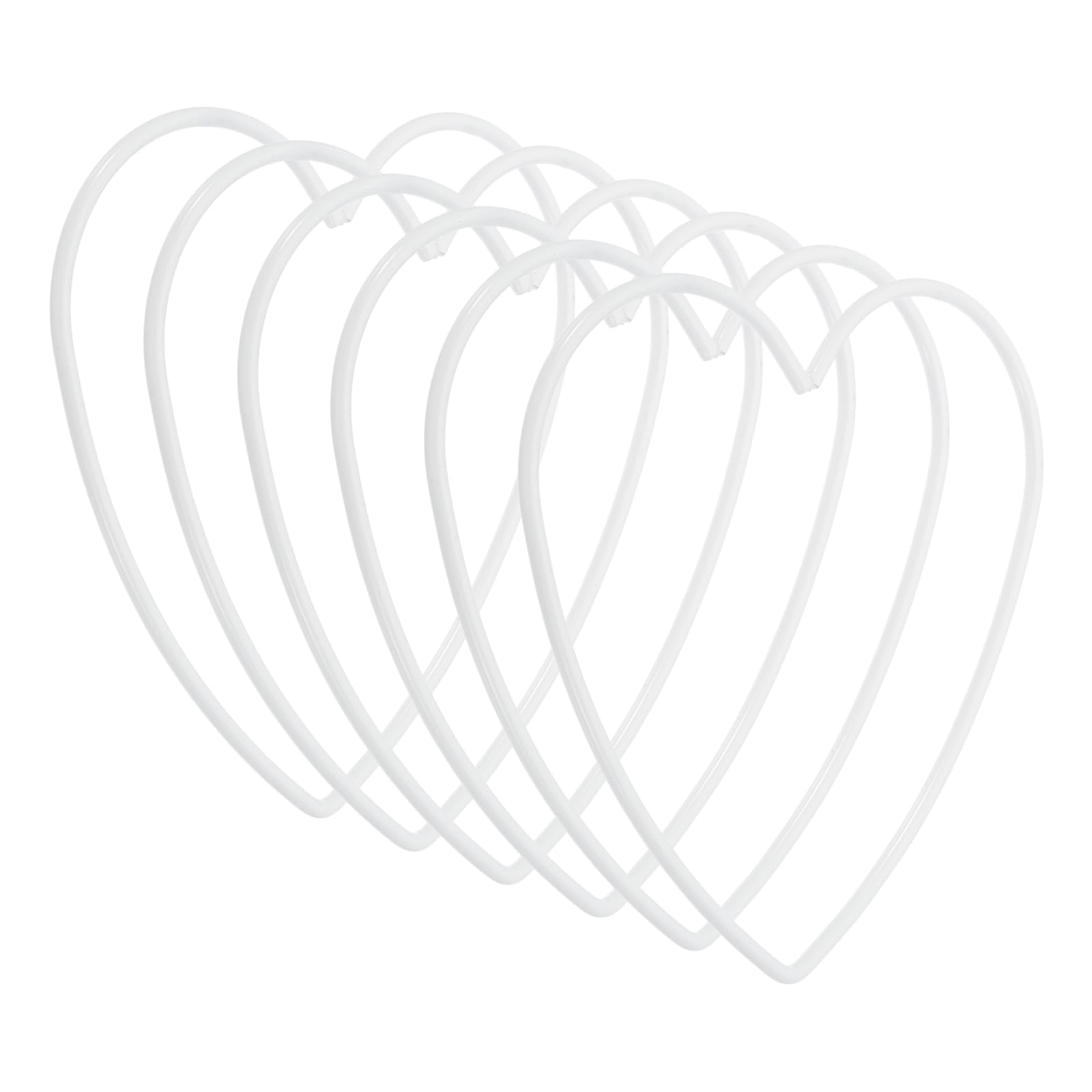 PATIKIL 4 Inch Heart Dream Catcher Rings, 6 Pcs Metal Christmas Macrame Wreath Floral Ring Hoop for Home Car DIY Craft Wedding Wall Hanging Decorations, White