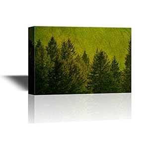 Canvas Wall Art - Landscape with Green Pine Trees on Abstract Background - Gallery Wrap Modern Home Art | Ready to Hang - 12x18 inches