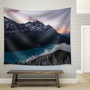 Beautiful Landscape with Mountain and Lake - Fabric Wall Tapestry Home Decor - 51x60 inches