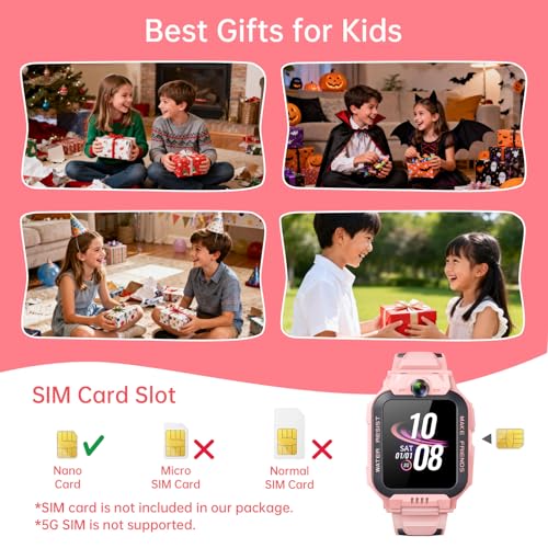 imoo Z7 Kids Smart Watch, Smart watch for Girls, Kids Smartwatch Phone with Long-lasting Video & Phone Call, Kid Watches with GPS Tracker, IPX8 Swimming Water-Resistance (Z7, Pink)
