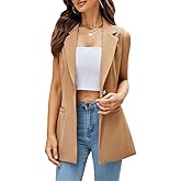 Kedera Women's Sleeveless Vest Blazer Fully Lined Spring Casual Open Front Work Office Tops Jacket Pockets