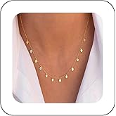 Andelaisi Boho Small Coin Necklace Vintage Sequins Choker Necklace Gold Disc Coin Pendant Necklace Adjustable Sequins Tassel Chain Necklace Jewelry for Women