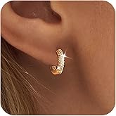Picuzzy Small Hoop Earrings for Women, 14K Gold Plated Cubic Zirconia Hoop Earrings for Women Earrings Lightweight Huggie Earrings CZ Earrings for Women Trendy Jewelry Gifts for Girls
