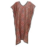 Womens Caftan Dress Red Kaftan Paisley Printed Wool Blend Top Knee Length
