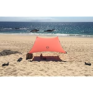 Neso tenten strandtent met zandanker, draagbare luifel zonnescherm – 2,1 mx 2,1 m – gepatenteerde versterkte hoeken
