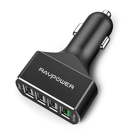 RAVPower Autoladegerät 54W 4-Port kfz Ladegerät mit Quick Charge 3.0 & iSmart 2.0 für iPhone X XS XR XS Max 8 7 6 Plus, iPad 