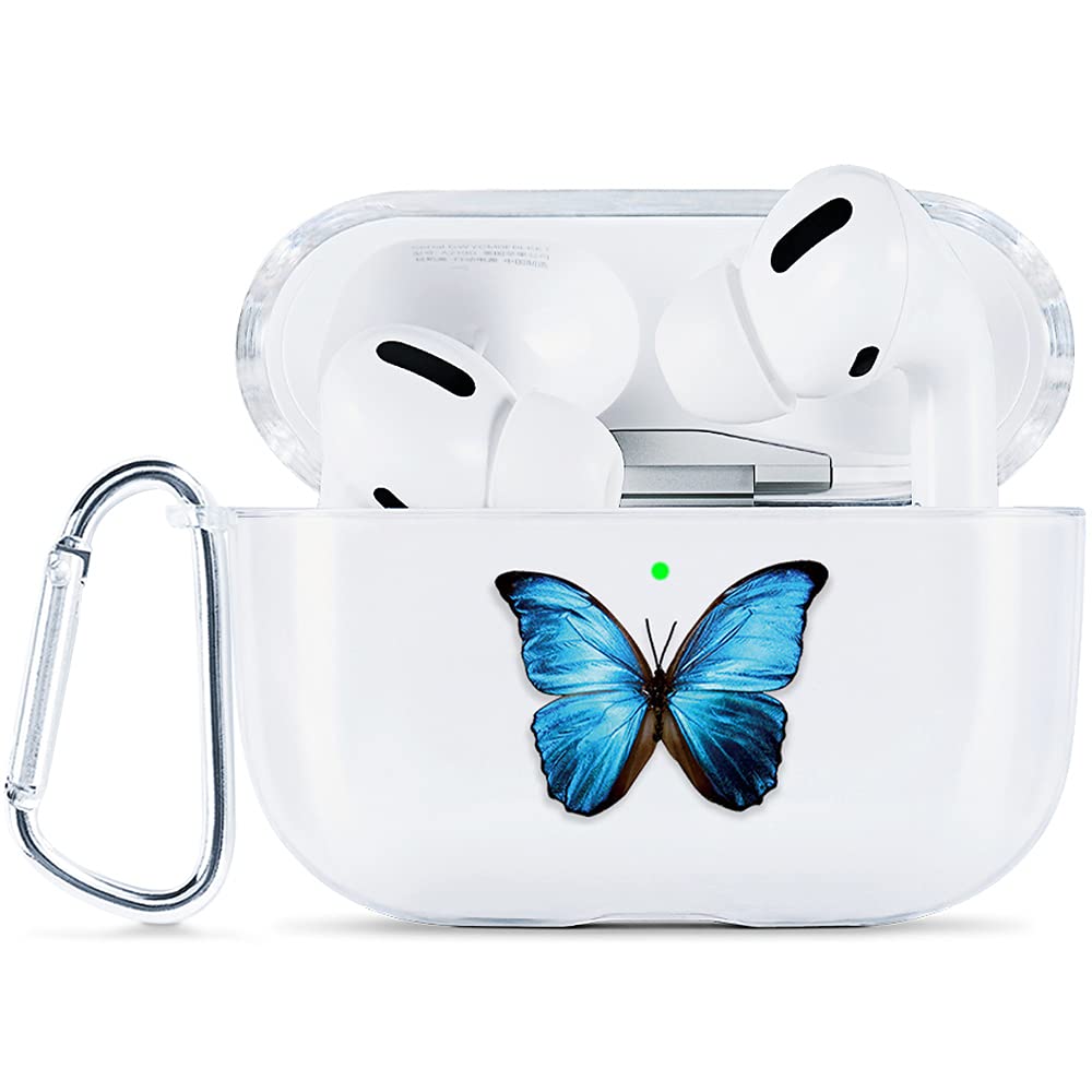 AKABEILA Case Compatible with Apple AirPods Pro Case with Carabiner Transparent Silicone Cute Design AirPod Pro 2019 Case Cover Front LED Visible Wireless Charging Case