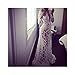 Wispun Sexy Deep-V Long Sleeve Lace Beach Dress See-Through Mullet Dress