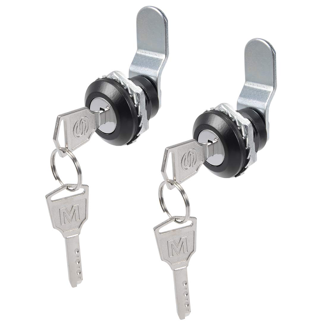 Sourcingmap 2 Pcs 19mm Cylinder Length Zinc Alloy Chrome Plated Cam Lock w Keys, Keyed Alike
