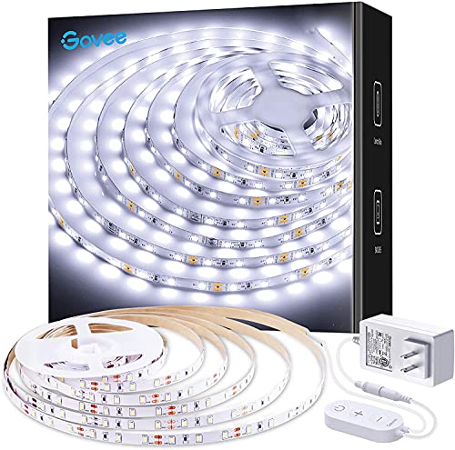 Govee White LED Light Strip, 16.4ft Dimmable Led Strip Lights White, Bright 6500K Daylight, Cuttable and Strong Adhesive, 300 LEDs Flexible Tape Lights for Mirror, Under Cabinet, Party and Bedroom
