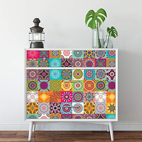 Ambiance Sticker Self-Adhesive Furniture and Tables Tile Stickers for Kitchen and Living Room Decoration Lopez - Pack of 24 Stickers of 10 x 10 cm