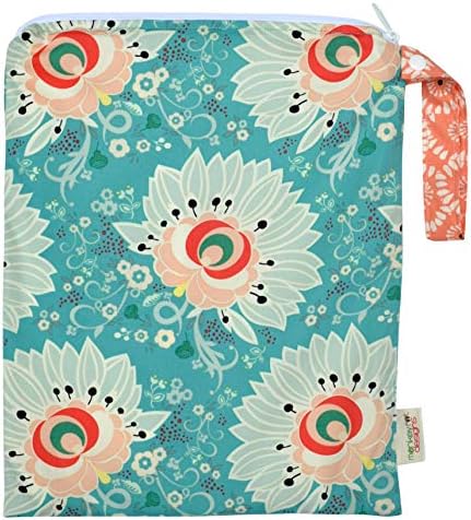 Medium 11" x 14" // TOP Rated Monkey Foot Designs Wet Bag // Diapers/Snacks / Gym/Swim (Coral Euphoria)