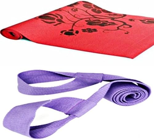 Yoga Exercise Mat with Carry Shoulder Strap - 2 Items Workout Bundle