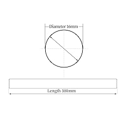1 PCS 16mm x 500mm (0.63 x 19.69 inches) Vigorous