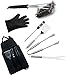 OLIVIA & AIDEN 6 Piece Stainless Steel BBQ Accessory Set - BBQ Spatula, BBQ Tongs, BBQ Fork, Grill Scrubber Brush, Meat Thermometer, Heat Resistant BBQ Glove and Carry Case - Great Value BBQ Tool Set