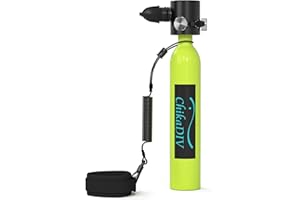 CHIKADIV 0.5L Mini Scuba Tank, Portable Refillable Diving Tank for Underwater Breathing Training, Up to 10‑Minute Dive Time (Up to 33 ft), Spare Air Scuba Tanks