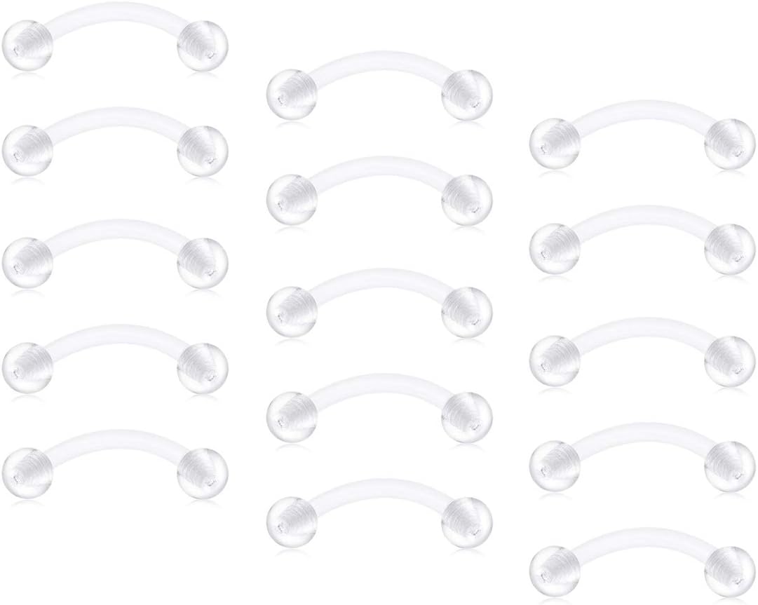 Clear Acrylic Bioflex Curved Barbell Snake Eyes Tongue Ring Piercing Retainer 14G 12/14/16/18mm Bar Piercing Jewellery