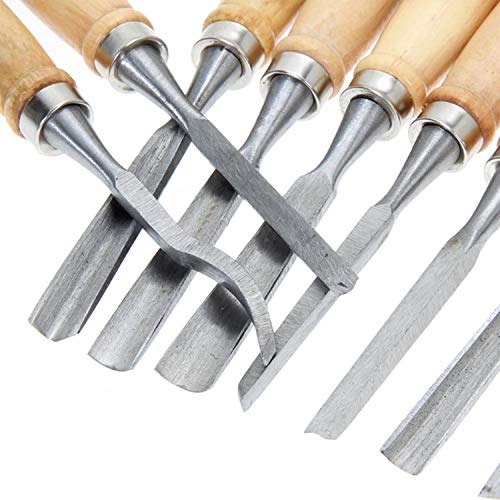 Lehom Wood Carving Tools Set of 12 Full Size Wood Chisel Tool Wood Hand Carving Gouge Set Carbon Steel Sculpting Chisels with Canvas Case for Beginners Hobbyists