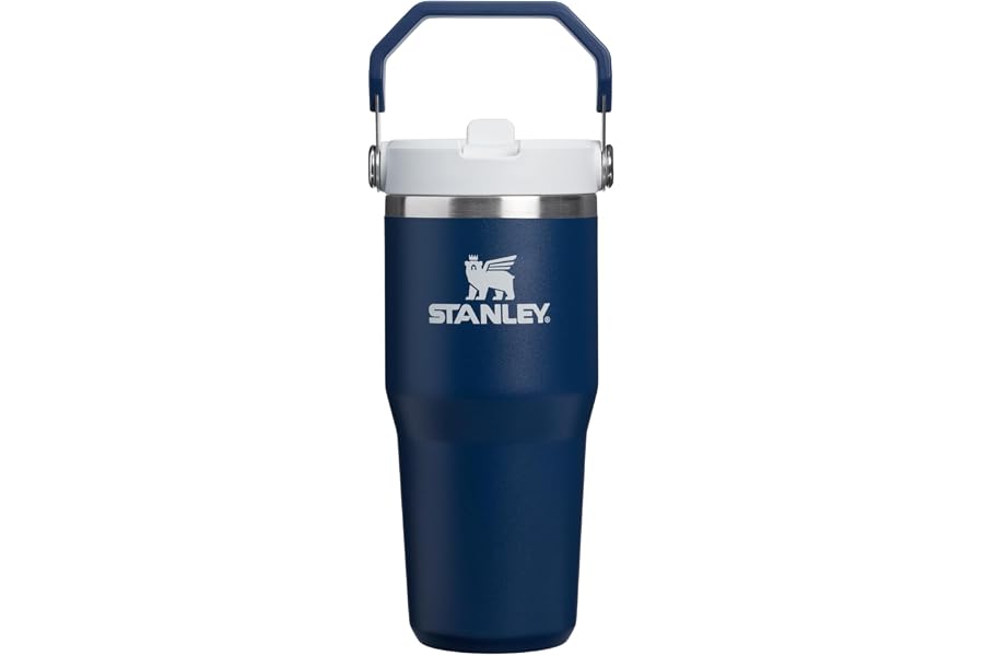 STANLEY IceFlow 2.0 Flip Straw Tumbler, 14 oz, Dark Navy | Easy Carry Handle | Twist On Lid and Flip Up Straw | Leak Resistant Water Bottle | Insulated Stainless Steel | BPA-Free
