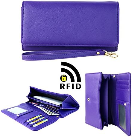 Womens RFID Blocking Wallet Classic Clutch Leather Long Wallet Card Holder Purse Handbag