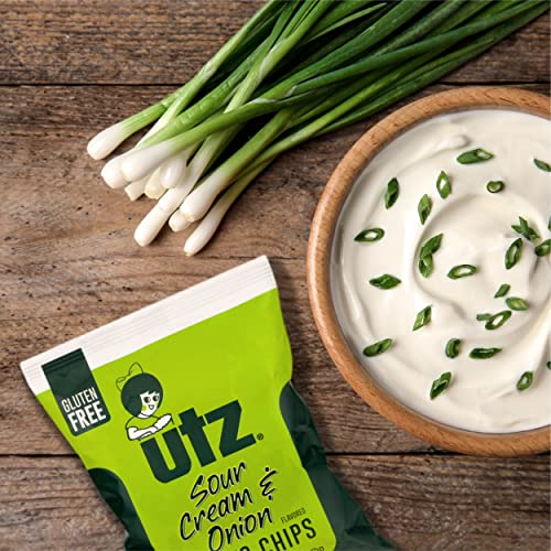 Utz Sour Cream & Onion, 42 Count Crispy Potato Chips Made, Crunchy Individual Snacks to Go