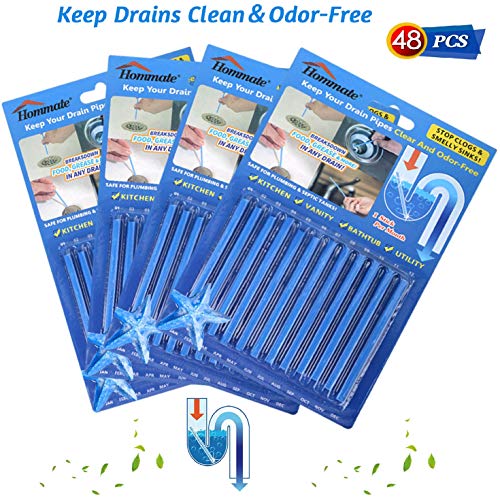 Drain Sticks Drain Stix Drainstix Sink Sticks Drain Cleaner & Deodorizer Sticks for Clogs Odor Unclogs Eliminate Odor Kitchen Bathroom Sinks Pipes Septic Tank Safe（Blue 48PCS） - Thumbnail 6
