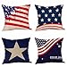 Set of 4 Patriotic American Flag July 4th Inspired Throw Pillow Covers,Stars and Stripes Vintage USA Flag Cotton Linen Pillow Cases Cushion Covers Square 18X18 Inch (Style 4)