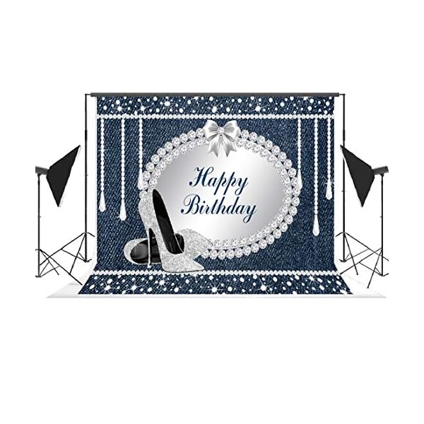 Denim And Diamonds Birthday Party Photography Backdrop Glitter