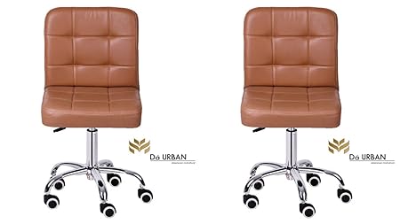 Da URBAN Height Adjustable Beige Cadbury (Set of 2) Cafeteria & BAR Wheels Stool/Chair (ISO and BIFMA Certified)