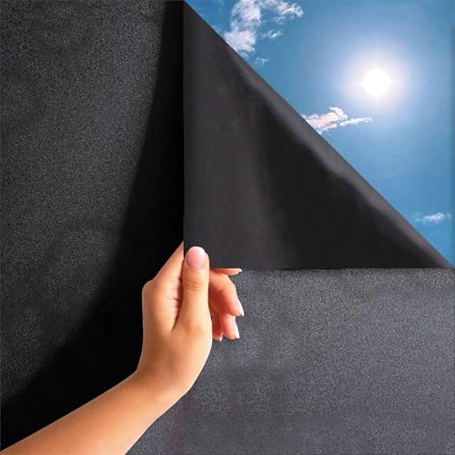 MARAPON Fensterfolie Blickdicht selbsthaftend in schwarz 0,75x20 m Verdunkelungsfolie mit hohem Sichtschutz Sichtschutzfolie Fenster statisch haftend Folie Fenster Sichtschutz Blackout Glasfolie