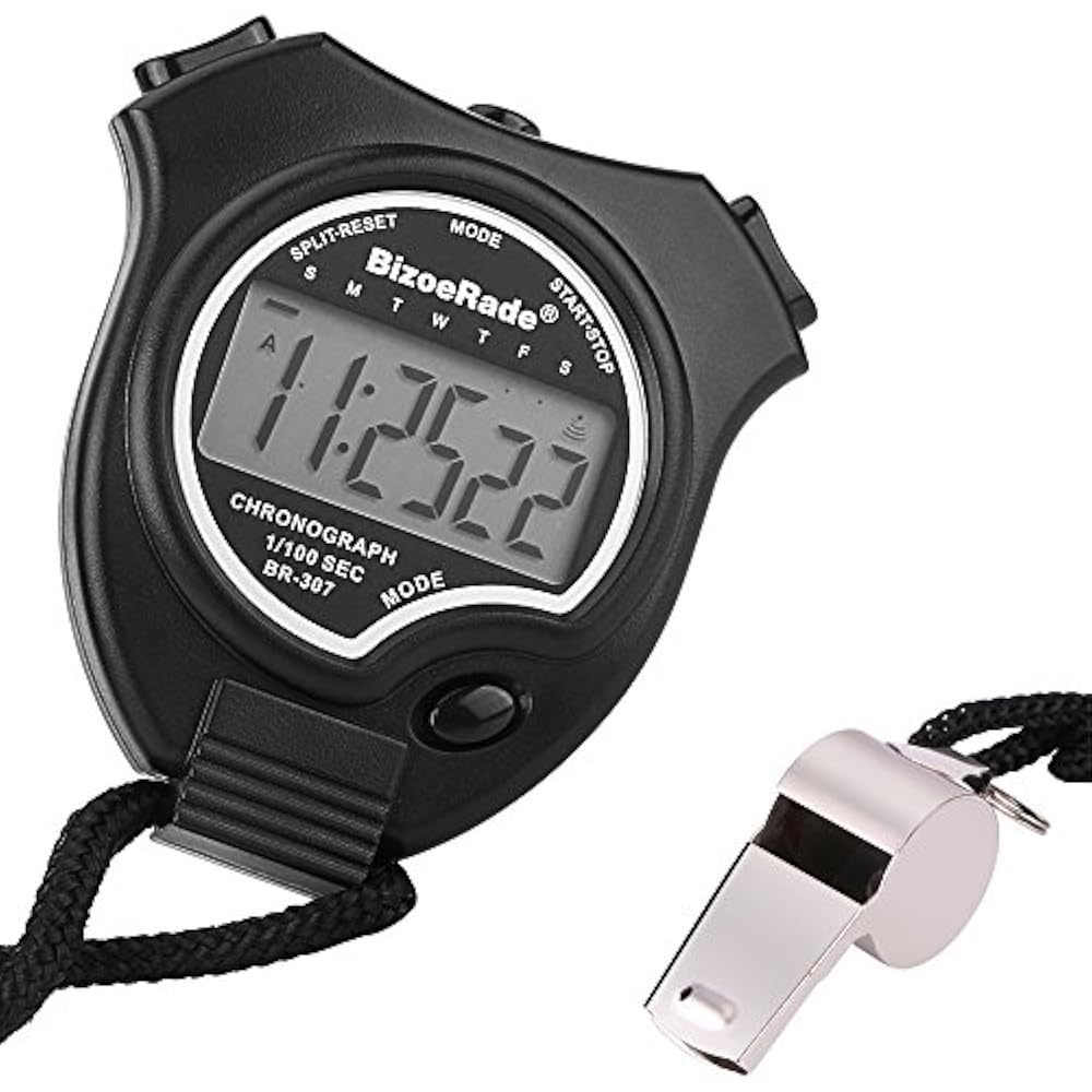 Stopwatch Timer Sports Digital Clock Large Display & Whistle for Kids