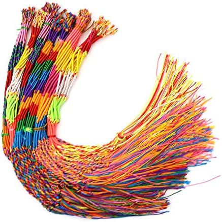 KisSealed 100 Pieces Handmade Braided Bracelets Colorful Friendship Thread Bracelet for Wrist Ankle (Random Color Sent)